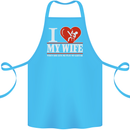 Guitar I Love My Wife Guitarist Electric Cotton Apron 100% Organic Turquoise
