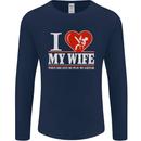 Guitar I Love My Wife Guitarist Electric Mens Long Sleeve T-Shirt Navy Blue