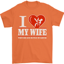 Guitar I Love My Wife Guitarist Electric Mens T-Shirt Cotton Gildan Orange