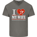 Guitar I Love My Wife Guitarist Electric Mens V-Neck Cotton T-Shirt Charcoal