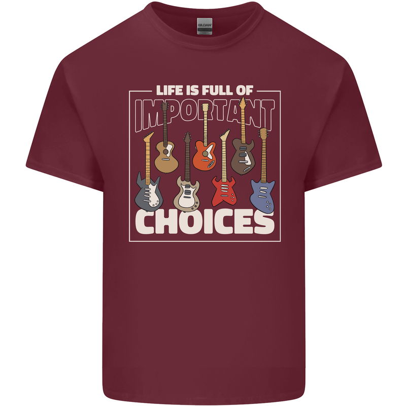 Guitar Important Choices Guitarist Music Mens Cotton T-Shirt Tee Top Maroon