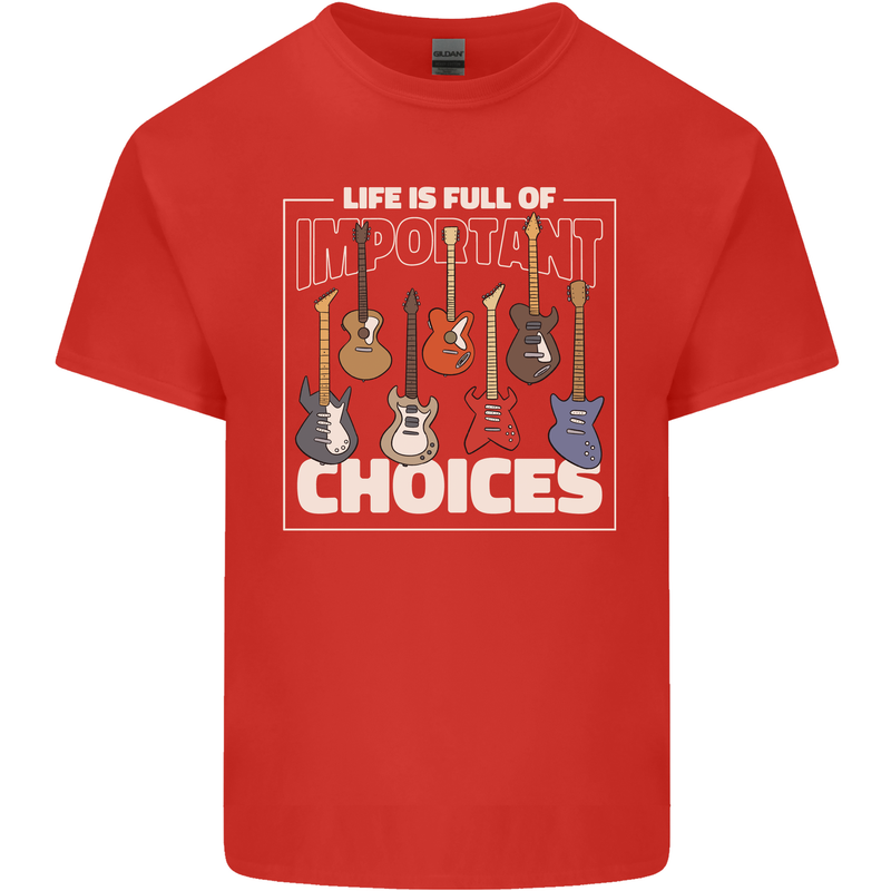Guitar Important Choices Guitarist Music Mens Cotton T-Shirt Tee Top Red