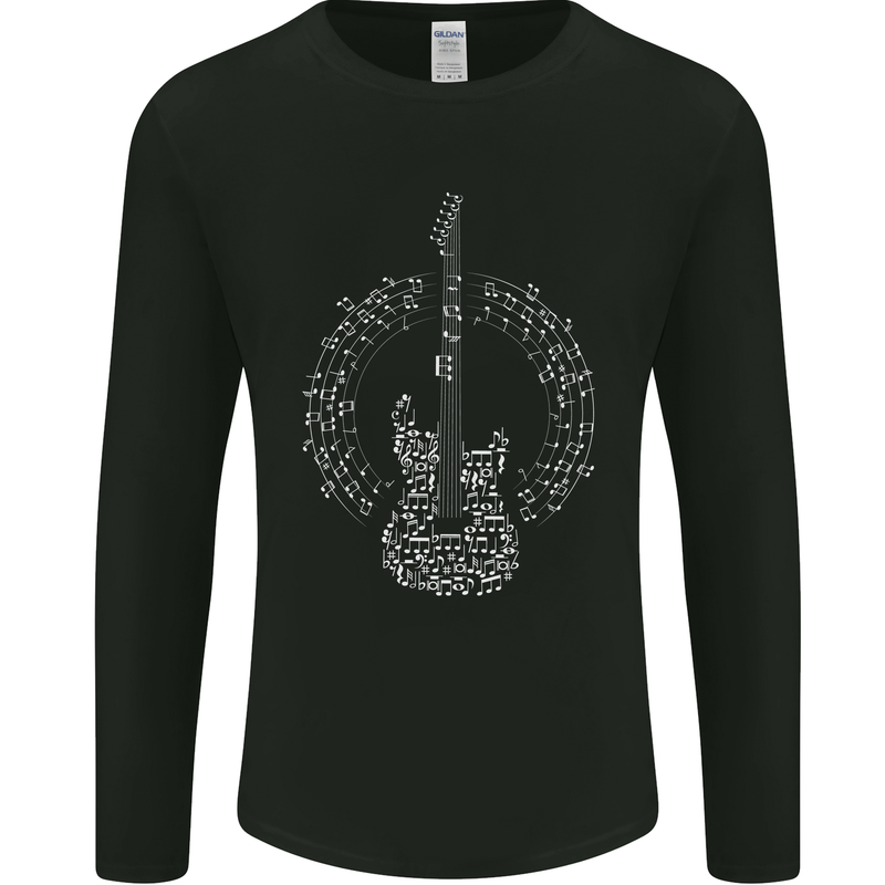 Guitar Notes Electirc Guitarist Player Rock Mens Long Sleeve T-Shirt Black