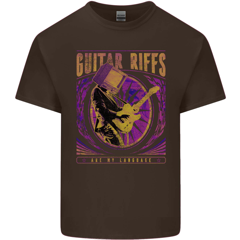 Guitar Riffs Are My Language Guitarist Mens Cotton T-Shirt Tee Top Dark Chocolate