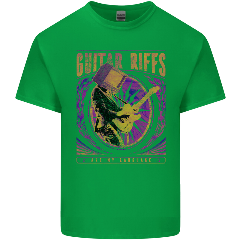 Guitar Riffs Are My Language Guitarist Mens Cotton T-Shirt Tee Top Irish Green