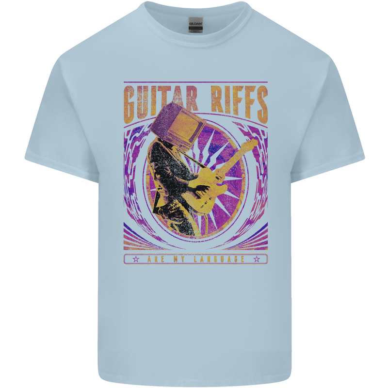 Guitar Riffs Are My Language Guitarist Mens Cotton T-Shirt Tee Top Light Blue