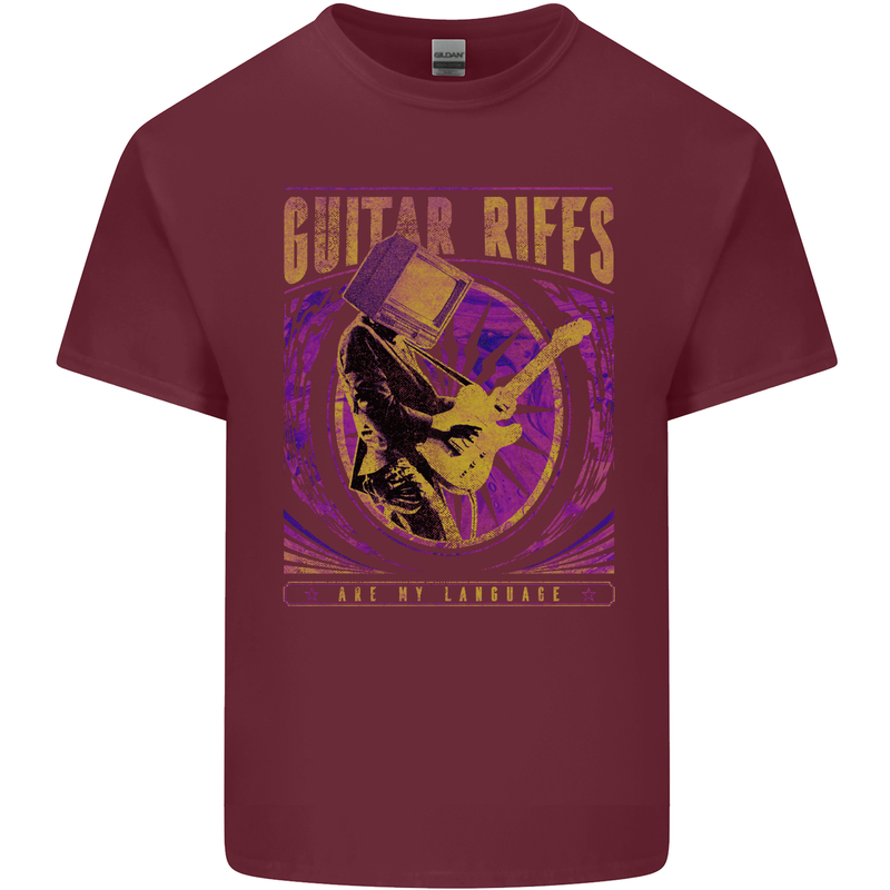 Guitar Riffs Are My Language Guitarist Mens Cotton T-Shirt Tee Top Maroon
