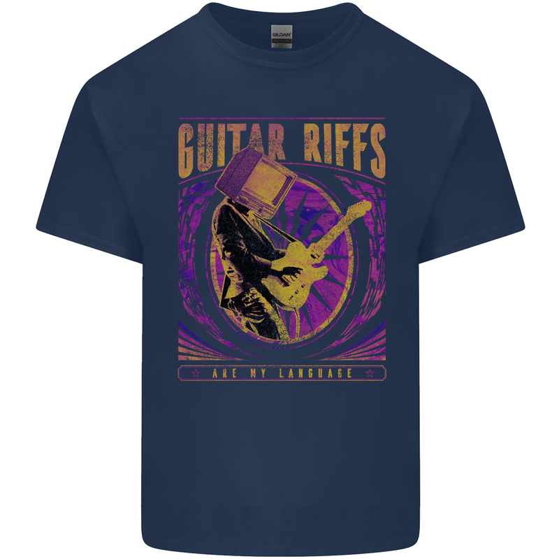 Guitar Riffs Are My Language Guitarist Mens Cotton T-Shirt Tee Top Navy Blue