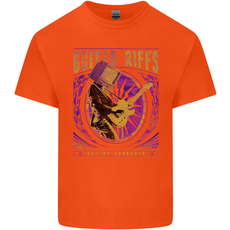 Guitar Riffs Are My Language Guitarist Mens Cotton T-Shirt Tee Top Orange