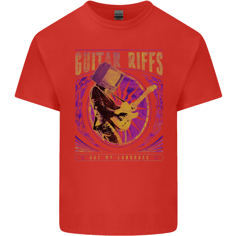 Guitar Riffs Are My Language Guitarist Mens Cotton T-Shirt Tee Top Red