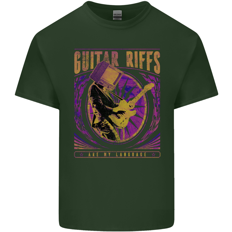 Guitar Riffs are My Language Mens Cotton T-Shirt Tee Top Forest Green