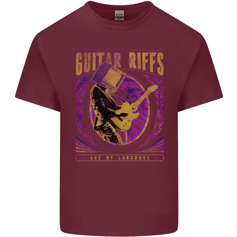 Guitar Riffs are My Language Mens Cotton T-Shirt Tee Top Maroon