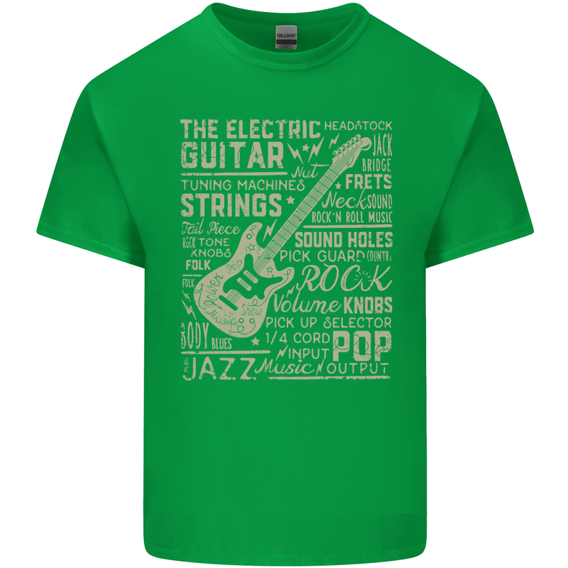 Guitar Word Art Guitarist Electric Acoustic Mens Cotton T-Shirt Tee Top Irish Green