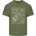 Guitar Word Art Guitarist Electric Acoustic Mens Cotton T-Shirt Tee Top Military Green