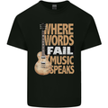 Guitar Words Fail Music Speaks Guitarist Mens Cotton T-Shirt Tee Top Black