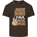 Guitar Words Fail Music Speaks Guitarist Mens Cotton T-Shirt Tee Top Dark Chocolate