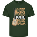 Guitar Words Fail Music Speaks Guitarist Mens Cotton T-Shirt Tee Top Forest Green