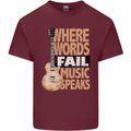 Guitar Words Fail Music Speaks Guitarist Mens Cotton T-Shirt Tee Top Maroon