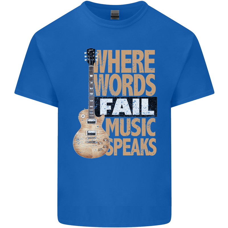 Guitar Words Fail Music Speaks Guitarist Mens Cotton T-Shirt Tee Top Royal Blue