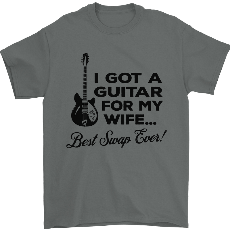 Guitar for My Wife Best Swap Ever Guitarist Mens T-Shirt Cotton Gildan Charcoal