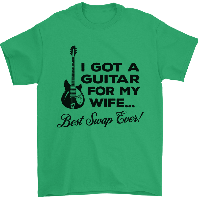 Guitar for My Wife Best Swap Ever Guitarist Mens T-Shirt Cotton Gildan Irish Green