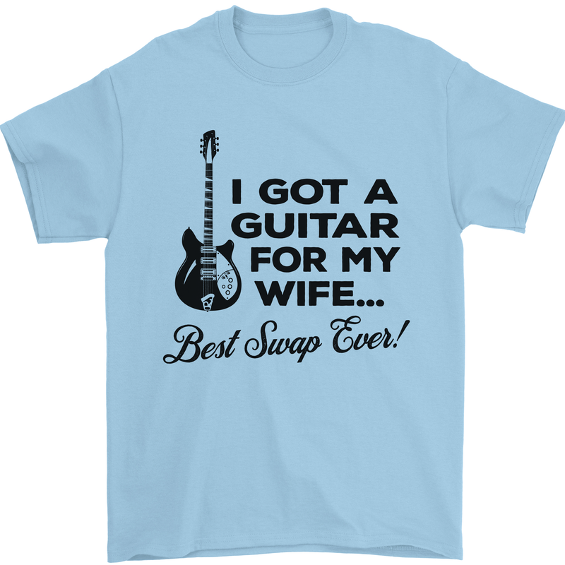Guitar for My Wife Best Swap Ever Guitarist Mens T-Shirt Cotton Gildan Light Blue