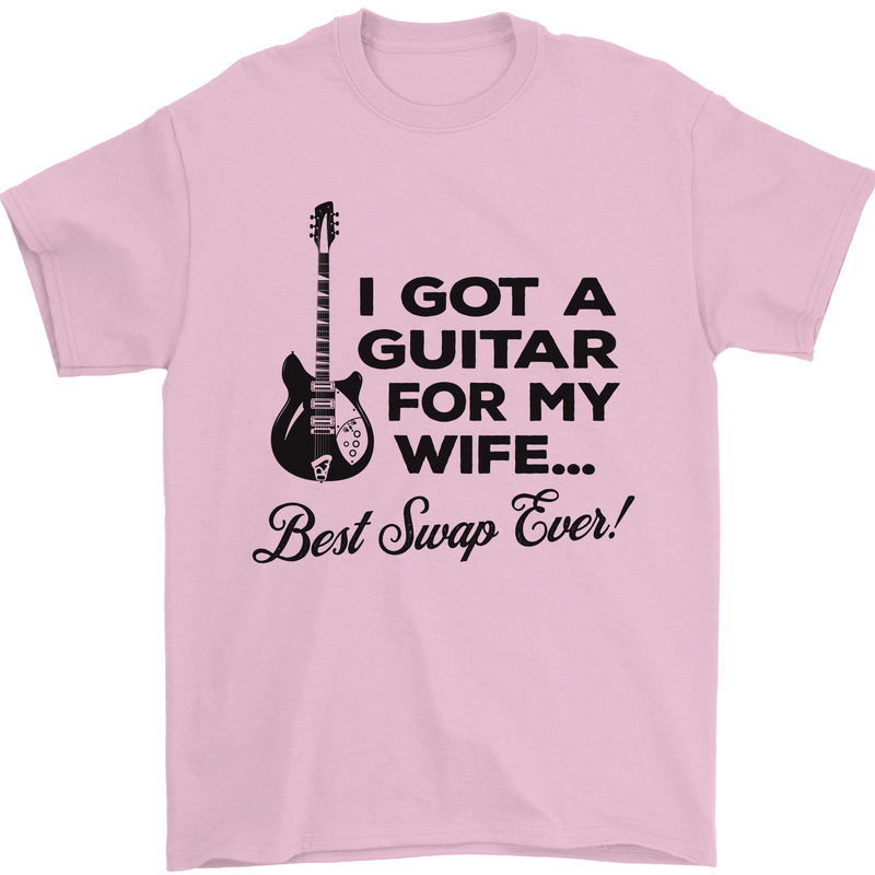 Guitar for My Wife Best Swap Ever Guitarist Mens T-Shirt Cotton Gildan Light Pink