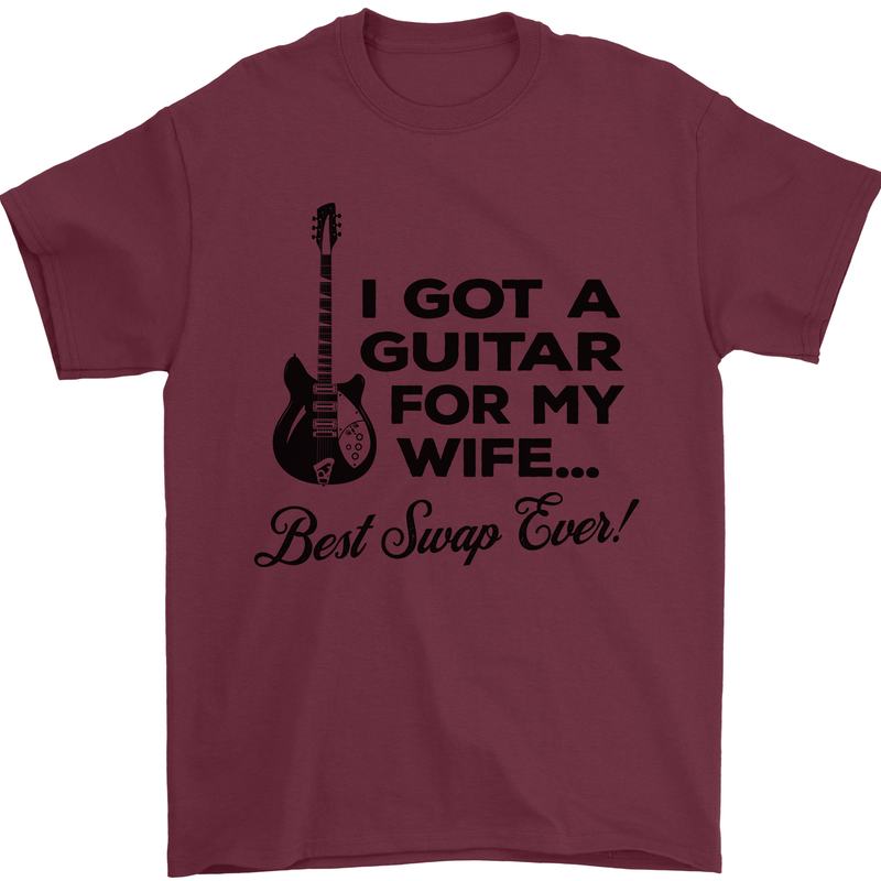 Guitar for My Wife Best Swap Ever Guitarist Mens T-Shirt Cotton Gildan Maroon