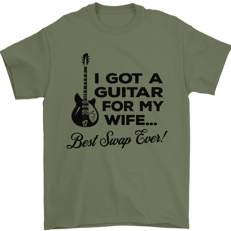 Guitar for My Wife Best Swap Ever Guitarist Mens T-Shirt Cotton Gildan Military Green