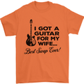 Guitar for My Wife Best Swap Ever Guitarist Mens T-Shirt Cotton Gildan Orange