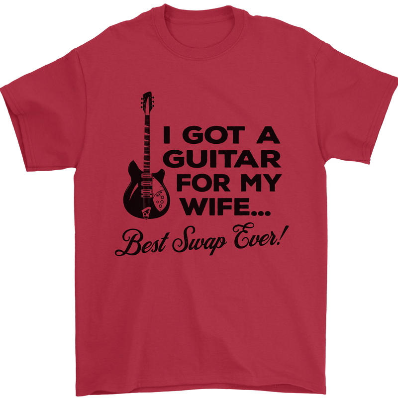 Guitar for My Wife Best Swap Ever Guitarist Mens T-Shirt Cotton Gildan Red