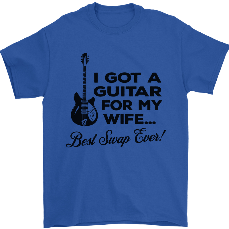 Guitar for My Wife Best Swap Ever Guitarist Mens T-Shirt Cotton Gildan Royal Blue