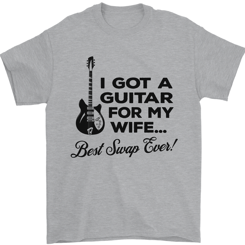 Guitar for My Wife Best Swap Ever Guitarist Mens T-Shirt Cotton Gildan Sports Grey