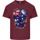 Gym Australian Flag Muscles Australia Mens Cotton T-Shirt Tee Top Maroon
