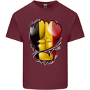 Gym Belgian Flag Ripped Muscles Belgium Mens Cotton T-Shirt Tee Top Maroon