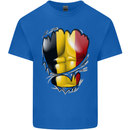 Gym Belgian Flag Ripped Muscles Belgium Mens Cotton T-Shirt Tee Top Royal Blue