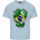 Gym Brazilian Flag Ripped Muscles Brazil Mens Cotton T-Shirt Tee Top Light Blue