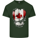 Gym Canadian Maple Leaf Flag Muscles Canada Mens Cotton T-Shirt Tee Top Forest Green