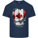 Gym Canadian Maple Leaf Flag Muscles Canada Mens Cotton T-Shirt Tee Top Navy Blue