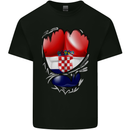Gym Croatian Flag Ripped Muscles Croatia Mens Cotton T-Shirt Tee Top Black