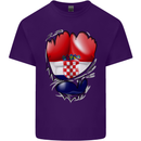 Gym Croatian Flag Ripped Muscles Croatia Mens Cotton T-Shirt Tee Top Purple