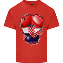 Gym Croatian Flag Ripped Muscles Croatia Mens Cotton T-Shirt Tee Top Red