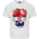 Gym Croatian Flag Ripped Muscles Croatia Mens Cotton T-Shirt Tee Top White