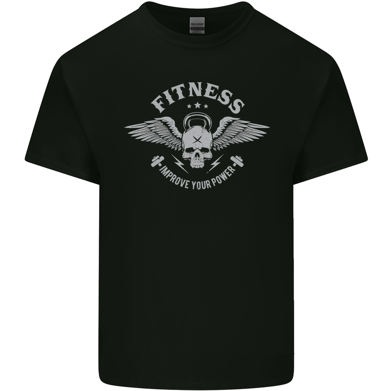 Gym Fitness Improve Your Power Skull Mens Cotton T-Shirt Tee Top Black