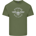 Gym Fitness Improve Your Power Skull Mens Cotton T-Shirt Tee Top Military Green