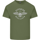 Gym Fitness Improve Your Power Skull Mens Cotton T-Shirt Tee Top Military Green