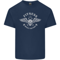 Gym Fitness Improve Your Power Skull Mens Cotton T-Shirt Tee Top Navy Blue