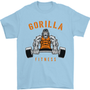 Gym Gorilla Fitness Bodybuilding Training Mens T-Shirt Cotton Gildan Light Blue