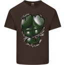 Gym Green Torso Ripped Muscles Effect Mens Cotton T-Shirt Tee Top Dark Chocolate