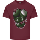 Gym Green Torso Ripped Muscles Effect Mens Cotton T-Shirt Tee Top Maroon